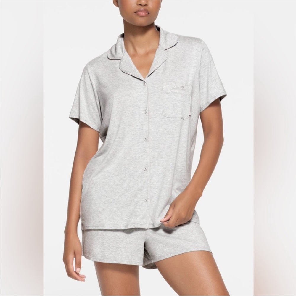 SKIMS Gray Pajama Set Soft Knit Intimates
